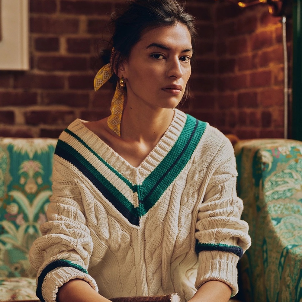 Banana Republic Athletics White Cricket Oversized Sweater
